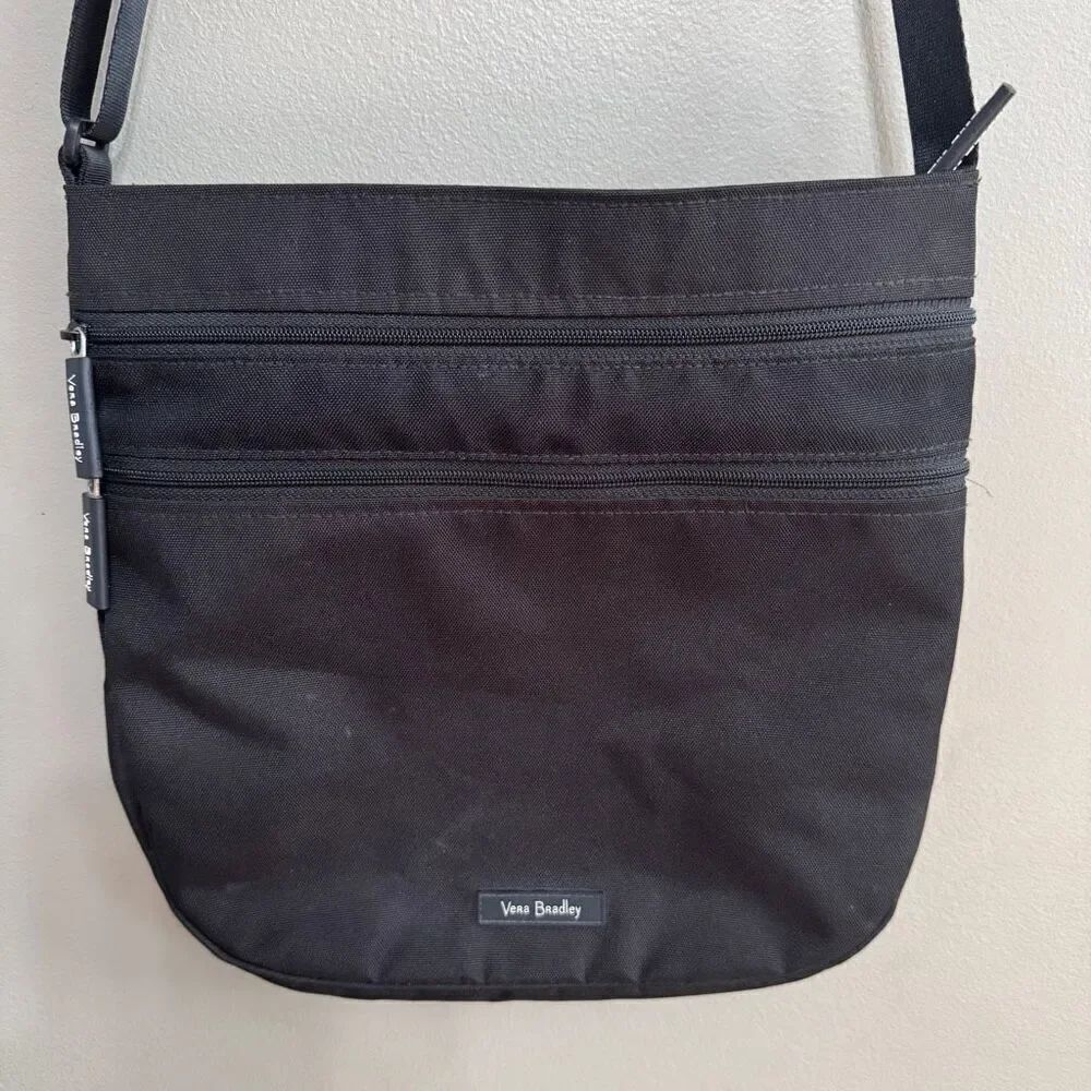 Vera Bradley black nylon crossbody bag 12” x 11”